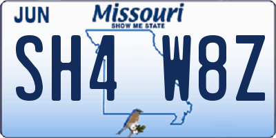 MO license plate SH4W8Z