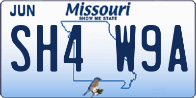 MO license plate SH4W9A