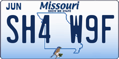 MO license plate SH4W9F