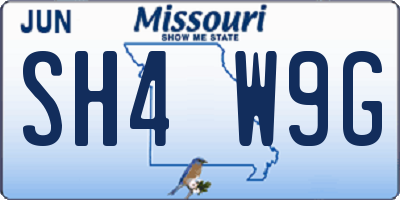 MO license plate SH4W9G