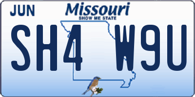 MO license plate SH4W9U