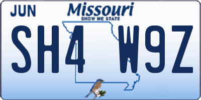 MO license plate SH4W9Z