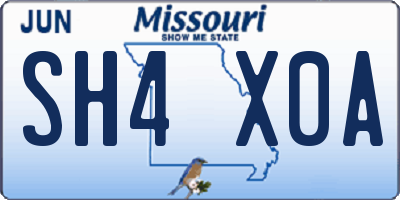 MO license plate SH4X0A