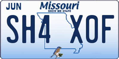 MO license plate SH4X0F