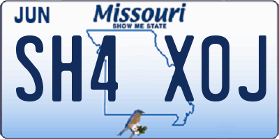 MO license plate SH4X0J