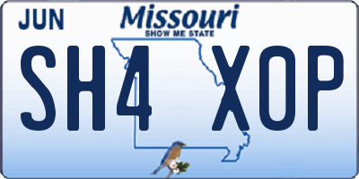 MO license plate SH4X0P