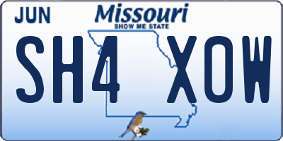 MO license plate SH4X0W
