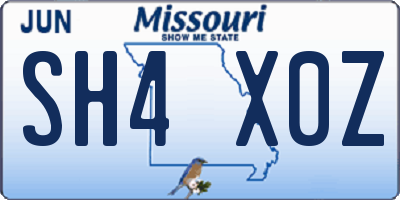 MO license plate SH4X0Z