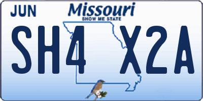 MO license plate SH4X2A