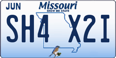 MO license plate SH4X2I