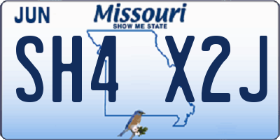 MO license plate SH4X2J