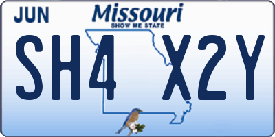 MO license plate SH4X2Y