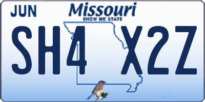 MO license plate SH4X2Z