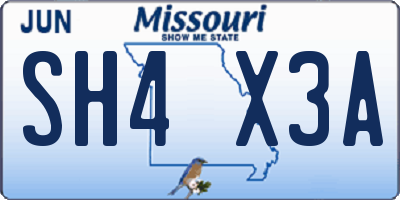 MO license plate SH4X3A