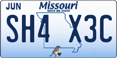 MO license plate SH4X3C