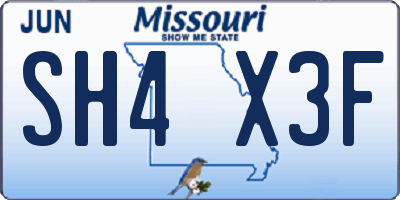 MO license plate SH4X3F