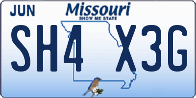 MO license plate SH4X3G