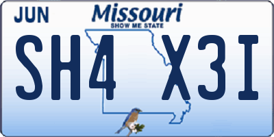 MO license plate SH4X3I