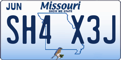 MO license plate SH4X3J