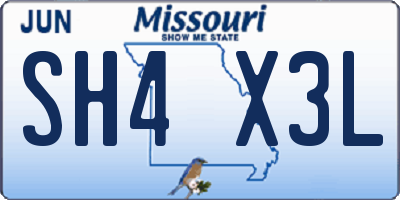 MO license plate SH4X3L