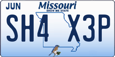 MO license plate SH4X3P