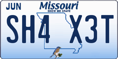 MO license plate SH4X3T
