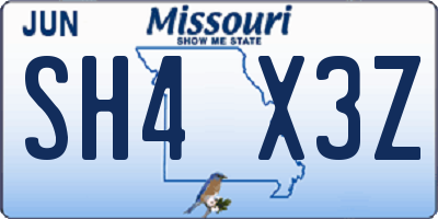 MO license plate SH4X3Z