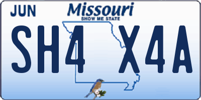 MO license plate SH4X4A