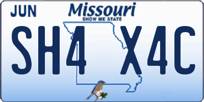 MO license plate SH4X4C