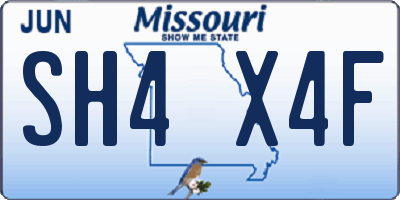 MO license plate SH4X4F
