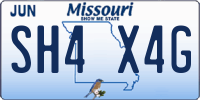 MO license plate SH4X4G