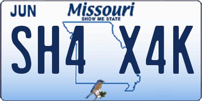 MO license plate SH4X4K