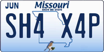 MO license plate SH4X4P