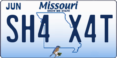 MO license plate SH4X4T