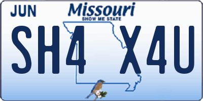 MO license plate SH4X4U