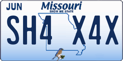 MO license plate SH4X4X
