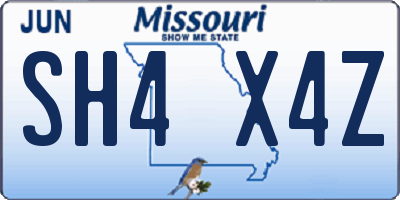 MO license plate SH4X4Z