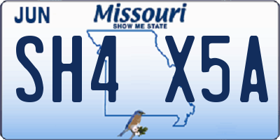 MO license plate SH4X5A