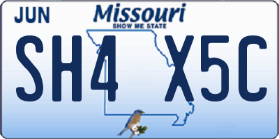 MO license plate SH4X5C