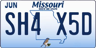 MO license plate SH4X5D