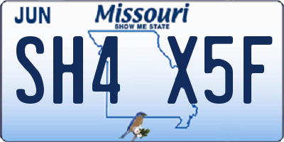 MO license plate SH4X5F