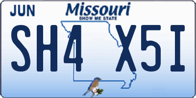 MO license plate SH4X5I