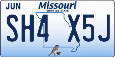 MO license plate SH4X5J