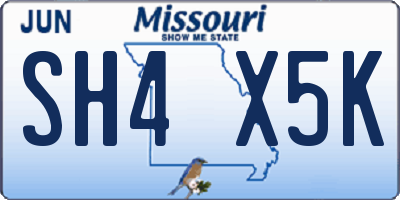 MO license plate SH4X5K