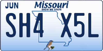 MO license plate SH4X5L