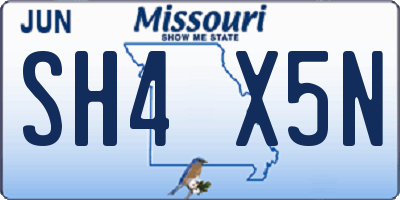 MO license plate SH4X5N