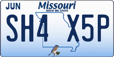 MO license plate SH4X5P