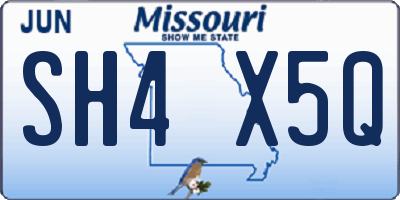 MO license plate SH4X5Q