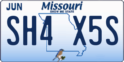 MO license plate SH4X5S