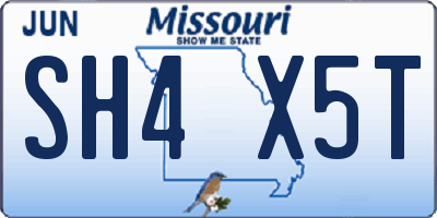 MO license plate SH4X5T